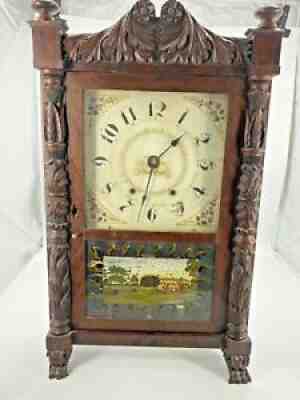 ANTIQUE DATED 1825-28 MARK LEAVENWORTH & Son Mantel Clock Works READ