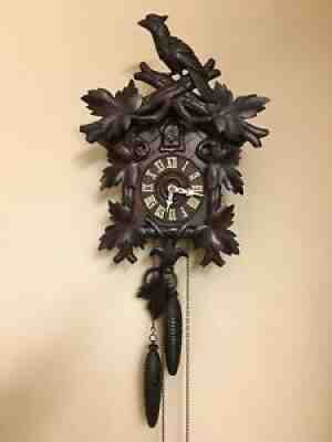 Antique 1908 Gebruder Kuner Black Forest Cuckoo Clock (Rare Grouse Top)