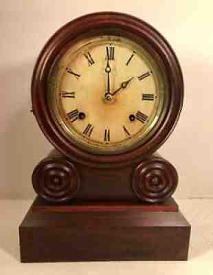 E. Ingraham Bristol CT Mahogany Veneered GRECIAN MOSAIC Shelf Clock ca 1869-1876