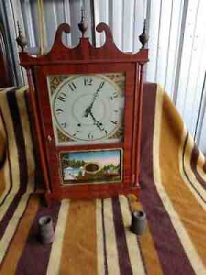ANTIQUE LEAVENWORTH PILLAR & SCROLL CLOCK
