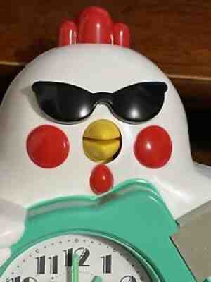 Rhythm Rock N Roll Chicken Alarm Clock Quartz Novelty Rare Vintage NIB!