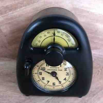 Vintage Hawkeye Measured Time Clock Model L Wind Up La Porte, Ind.