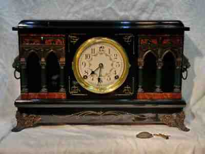 Restored Sessions Antique Manhattan Black Mantel Shelf Clock Â©1921