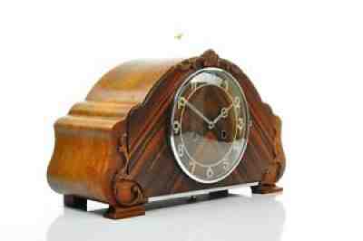 Superb 1930' Junghans/ HAU Art Deco Mantel Clock " Bim-Bam" Chime, Palisander