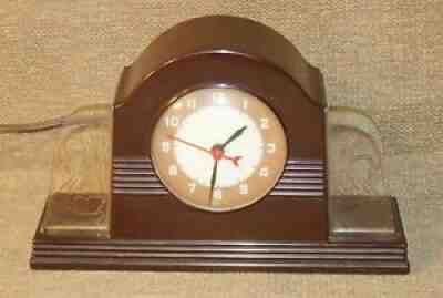 Vintage Lackner Neon Glo Mantel Clock with Swan Sides