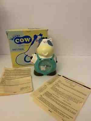 VTG. RHYTHM Japan Alarm Clock Cow Wake Up Don't Sleep Your Life Away Mooing New