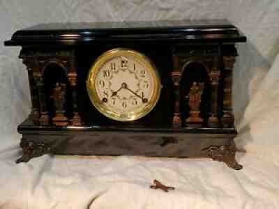 Restored Antique Sessions Mozart Black Mantel Shelf Clock Â©1923