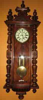 ANTIQUE GUSTAV BECKER P64 TWO WEIGHT VIENNA WALL CLOCK 8-DAY, TIME/STRIKE