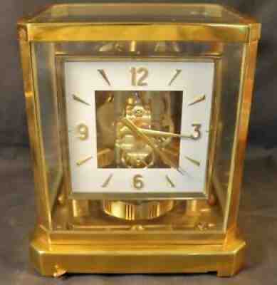 Lecoultre Atmos Heritage Square Clock - Brass-Case Clock RUNNING c. 1960