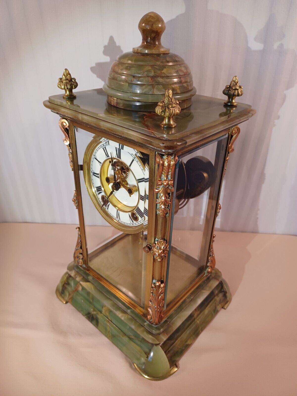 Antique French Crystal Regulator Style Mantle/Table Clock by ANSONIA Circa 1900