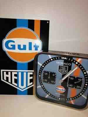 Man Cave!! MONACO TAG HEUER AUTHORIZED DEALER METAL WALL CLOCK & METAL SIGNAGE