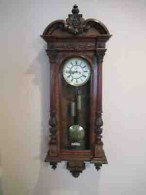 Antique 2 Weight Vienna Wall Clock by A. Willmann