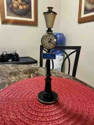 LeCoultre Rue De La Paix street lamp clock. Black, ivory and gilt lacquered case