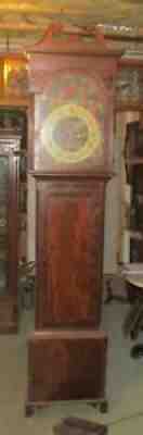 ANTIQUE TALL CASE GRANDFATHER CLOCK - JOHN GRAY ON PAINTED DIAL- Sweep Second
