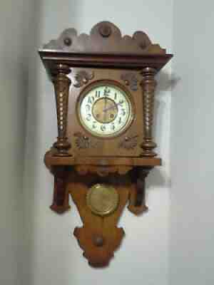 Antique Schlenker & Kienzle German Free Swinger Wall Clock Match Brass Dial/Bob