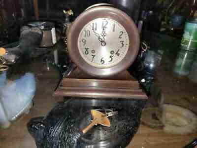 Vintage Bronze Chelsea Clock With Key