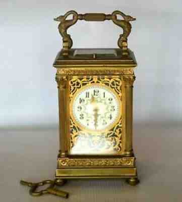 FRENCH BRONZE CARRIAGE AIGUILLES DE AIGUILLES lefebvre CLOCK TROLLEY Aiguilles