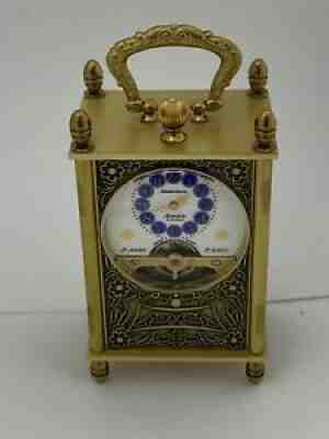 RARE VINTAGE ARNEX HEBDOMAS 15 JEWELS 8 JOURS 8 DAYS SWISS MINI CARRIAGE CLOCK