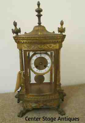 55769 Antique Anniversary Bow Glass Mantle Clock Quality