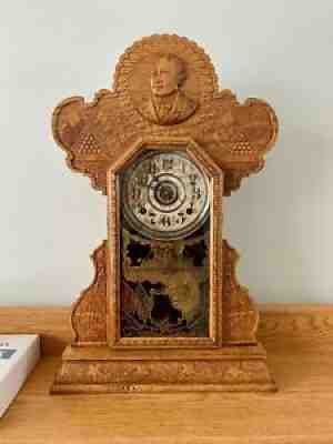 Antique Ingraham President McKinley Pressed Shelf Kitchen Clock