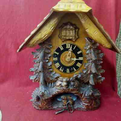Wonderful Highly Carved Hubert Herr 8 Day Shelf Cuckoo Clock