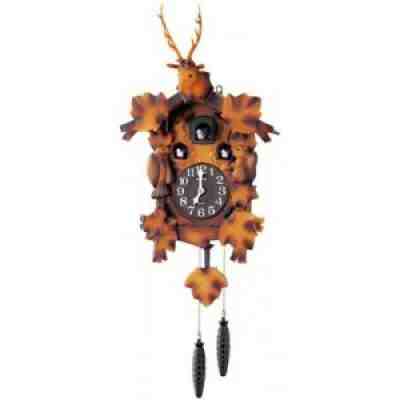 RHYTHM CUCKOO WOODEN WALL CLOCK 4MJ419-R06 WOOD BIRD DEER HEAD MADE IN JAPAN