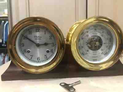 CHELSEA VINTAGE Brass SHIPS BELL CLOCK & BAROMETER SHIPSTRIKE MODEL