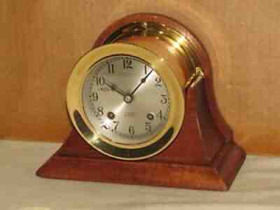 CHELSEA VINTAGE SHIPS BELL CLOCK~3 3/4 IN DIAL 1963 HINGED BEZEL~RESTORED