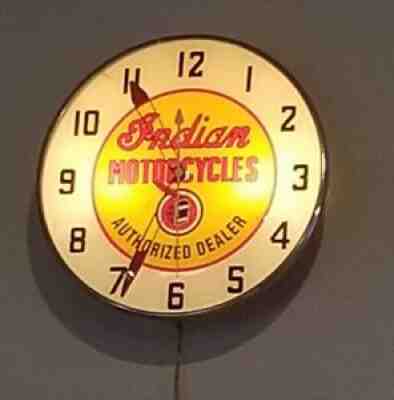 Antique Pam Clock Co. Indian Motorcycle Dealer Clock 1952 amazing conditon