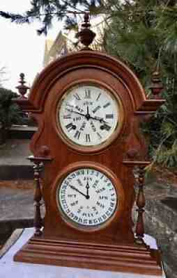 Welch Spring & Co.B.W. Wagner Mantel Calendar 1887-1884 Clock in Working Order