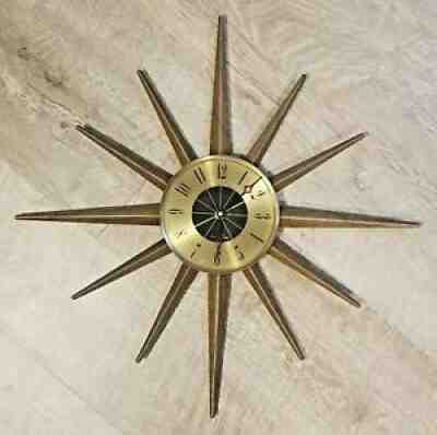 Vintage Seth Thomas Starburst Sunburst Wall Clock Retro Battery