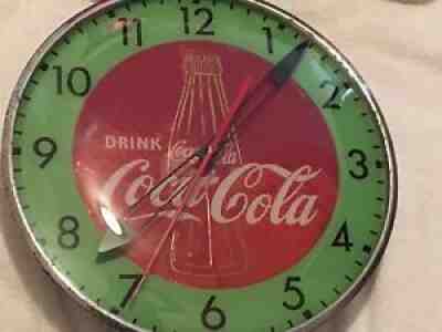 Vintage Rare 1948-56 Coca Cola clock PAM Brooklyn Green & Red goldenrod bottle