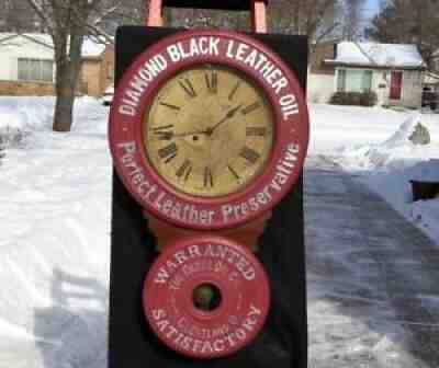 Antique Baird Advertising Globe Oil Co. Wall Figure 8 Regulator Store Clock Runs