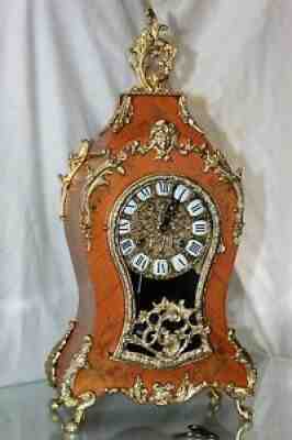 ITALIAN HERMLE CARTEL MANTLE CLOCK-INLAY ,BRONZE ORNAMENTS STALE LOUIS XV BOULLE