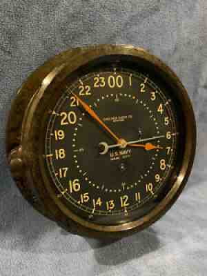 ** Fully Restored** 1942 WWII US NAVY 24hr. Chelsea Ships Clock 8.5" Dial