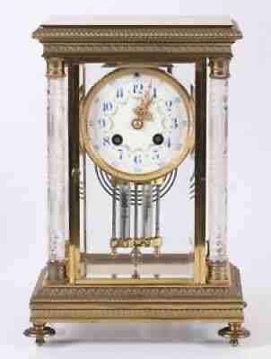 Superb Highly Decorated French Cut Crystal Regulator Clock Baccarat Style Column
