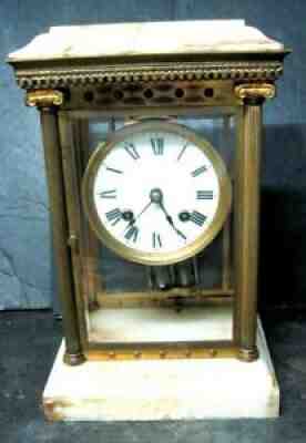 VINTAGE VERMONT CLOCK CO, ONYX AND BRASS CRYSTAL REGULATOR (1896-1902)