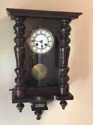 Antique Wood Schlenker & Kienzle RA Wooden German Wind Wall Gong Chime Clock