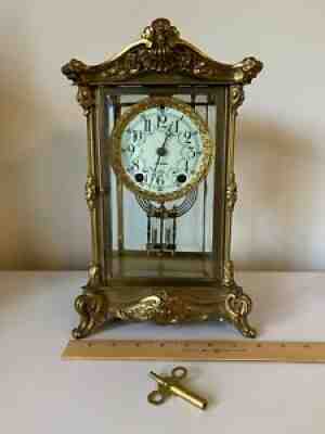 Antique Clock - Seth Thomas "Empire No. 9" Brass c. 1908, with key (non-working)
