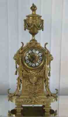 Stunning XXL Antique French 1880 Rococo Gilt Bronze Bell Striking Mantle Clock