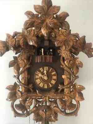 8-Day, Musical, Heavily Carved, Cuckoo Clock Working See Video
