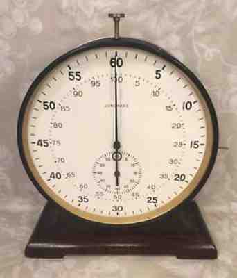Large Junghans Stop Watch w/ Wood Base Running Condition 7.5" Face