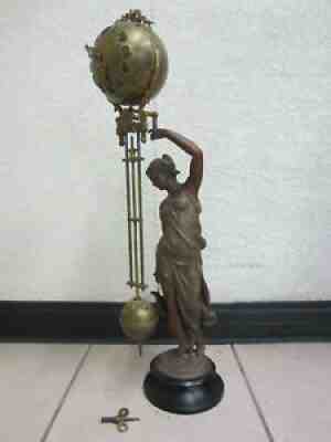 Rare Ansonia Diana The Huntress Ball Swing Mystery Clock Statue