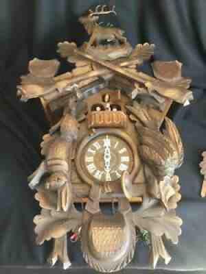 Vintage Regula Germany Cuckoo Clock w/ 3 Weights Reuge Cylinder Music Box AS IS