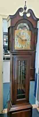 VINTAGE REVERE TELECHRON HERCHEDE 5 TUBE MAHOGANY GRANDFATHER CLOCK