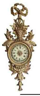 Superb Antique 19th Italian Carved Wood Basked Bow Classical CARTEL Wall CLOCK
