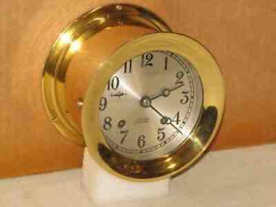 CHELSEA VINTAGE SHIPS BELL CLOCK~4 1/2" DIAL 1976 HINGED BEZEL~RESTORED