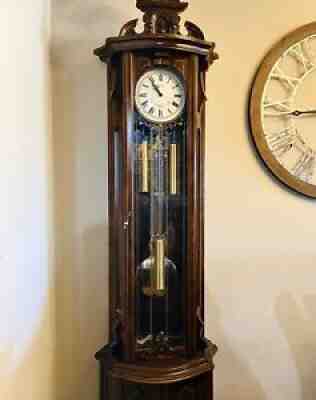 Gastor Hermle Hand Crafted Italian Antique Grandfather Clock Solid Mahogany Wood