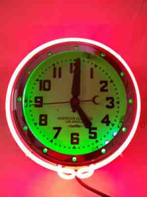 Curtis 16" Beehive Neon Clock, Green & Red Twin Tube, Deluxe Dimmer - Excellent!