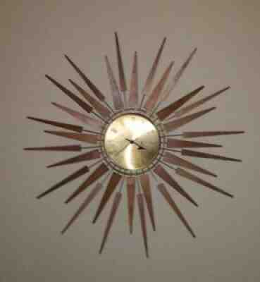 SETH THOMAS Wall Clock, STARFLOWER, E631-001, Mid Century Modern, Vintage, Works
